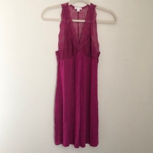 Pink Night Dress with Lace Accents